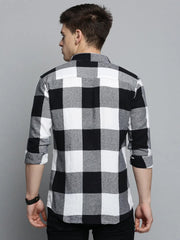 Men White Checked Casual Shirt-COLLINSCHECKS-4050-White