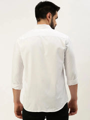 Men White Solid Casual Shirt-PARXPLAINDOBBY-3145-White