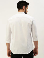 Men White Solid Casual Shirt-PARXPLAINDOBBY-3145-White