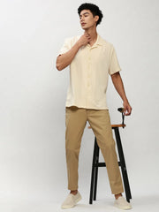 Men Cream Solid Casual Casual Shirts-AGASTHYA-1591-Cream