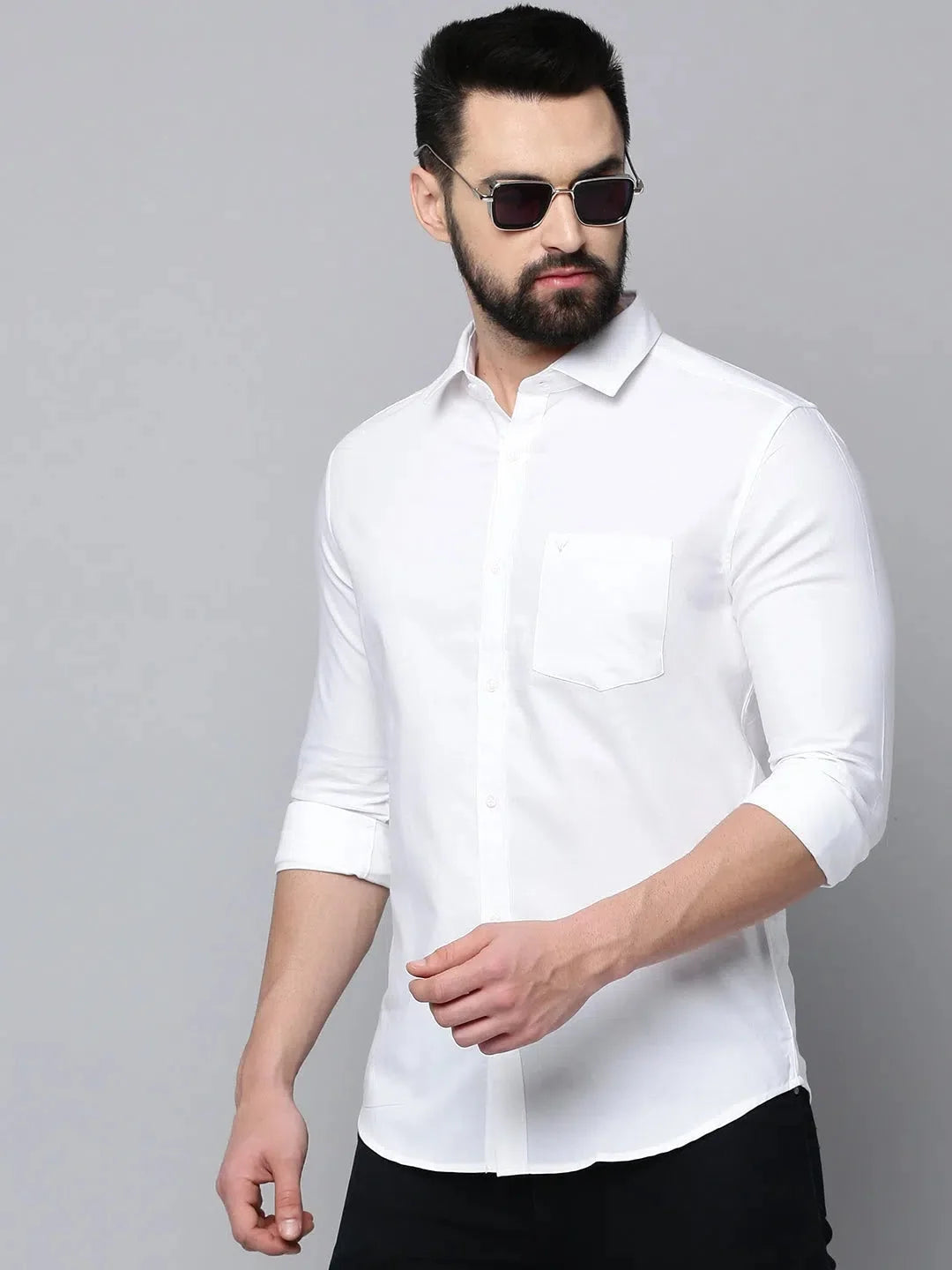 Men's White Cotton Casual Shirt | Solid & Versatile Style
