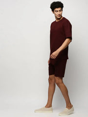 Men Maroon Solid Casual Co ords-AR-CD-11-Maroon
