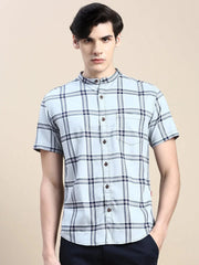 Men Grey Checked Casual Shirt-AZARICHECKS-114-Grey