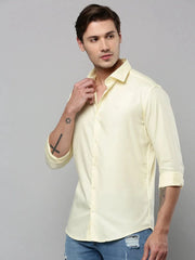 Men Yellow Solid Casual Shirt-SAGARPLAIN-4565-Yellow