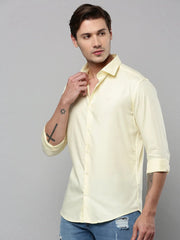 Men Yellow Solid Casual Shirt-SAGARPLAIN-4565-Yellow