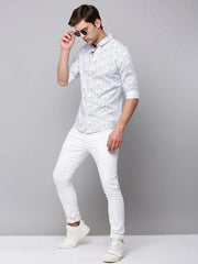 Men White Printed Casual Shirt-TKTPRINT-120-White