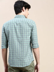 Men Green Checked Casual Shirt-ALBACHECKS-69-Green