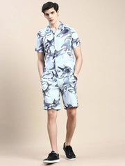 Men Grey Printed Casual Co ord Set-MARSHALL-1858-Grey