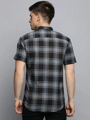 Men Grey Checked Casual Shirt-HORNCHECKS-1928-Grey