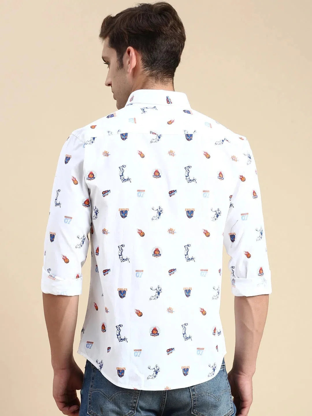 Trendy White Printed Mens Shirt - DesiQlo Cotton Casual Shirt