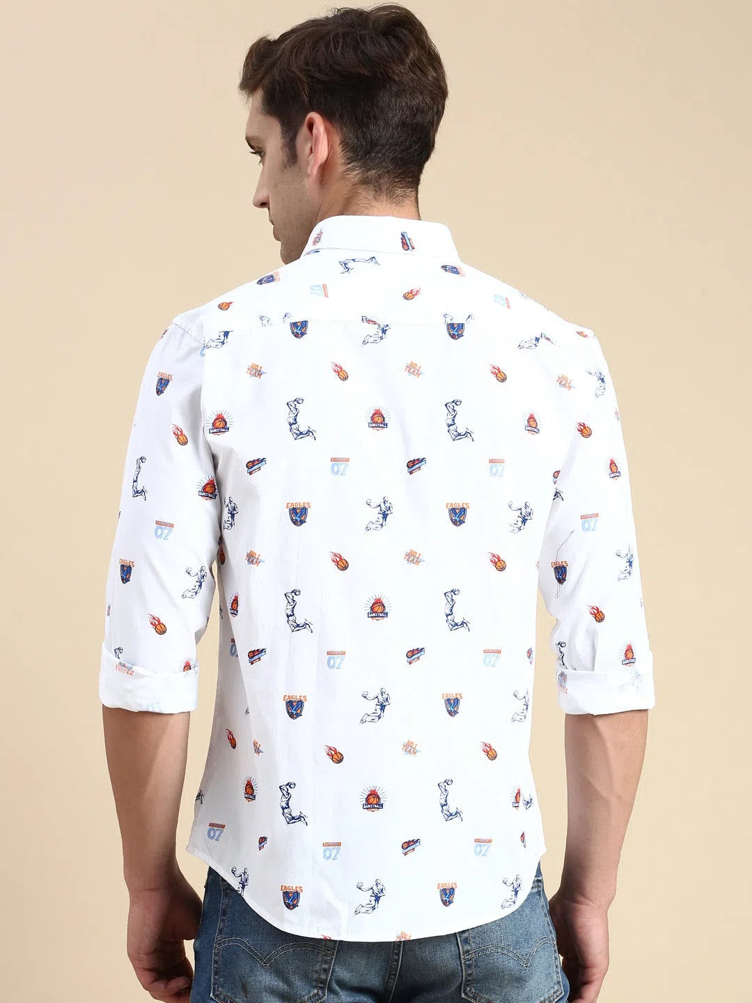 Trendy White Printed Mens Shirt - DesiQlo Cotton Casual Shirt