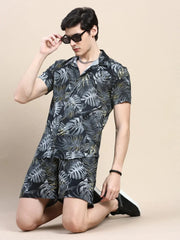 Men Black Printed Casual Co ord Set-AM-91-5-Black