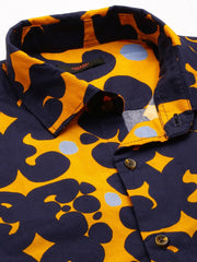 Men Orange Colourblock Casual Shirt-GRADEPRINT-4146-1-Orange