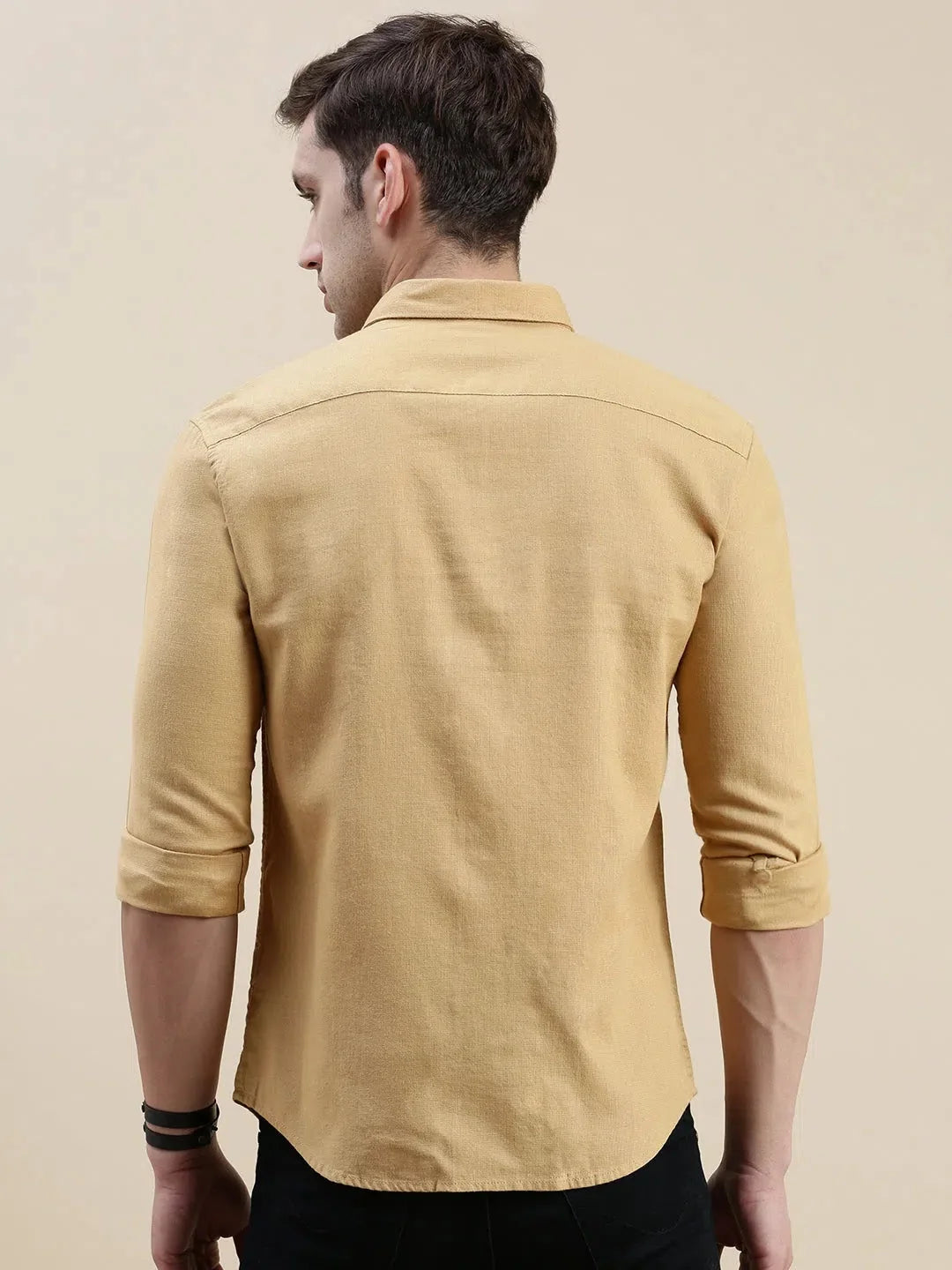 Khaki Solid Mens Shirt | Casual Cotton Shirt - DesiQlo