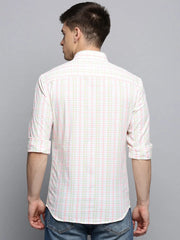 Men White Checked Casual Shirt-PEISKOSCHECKS-3423-White