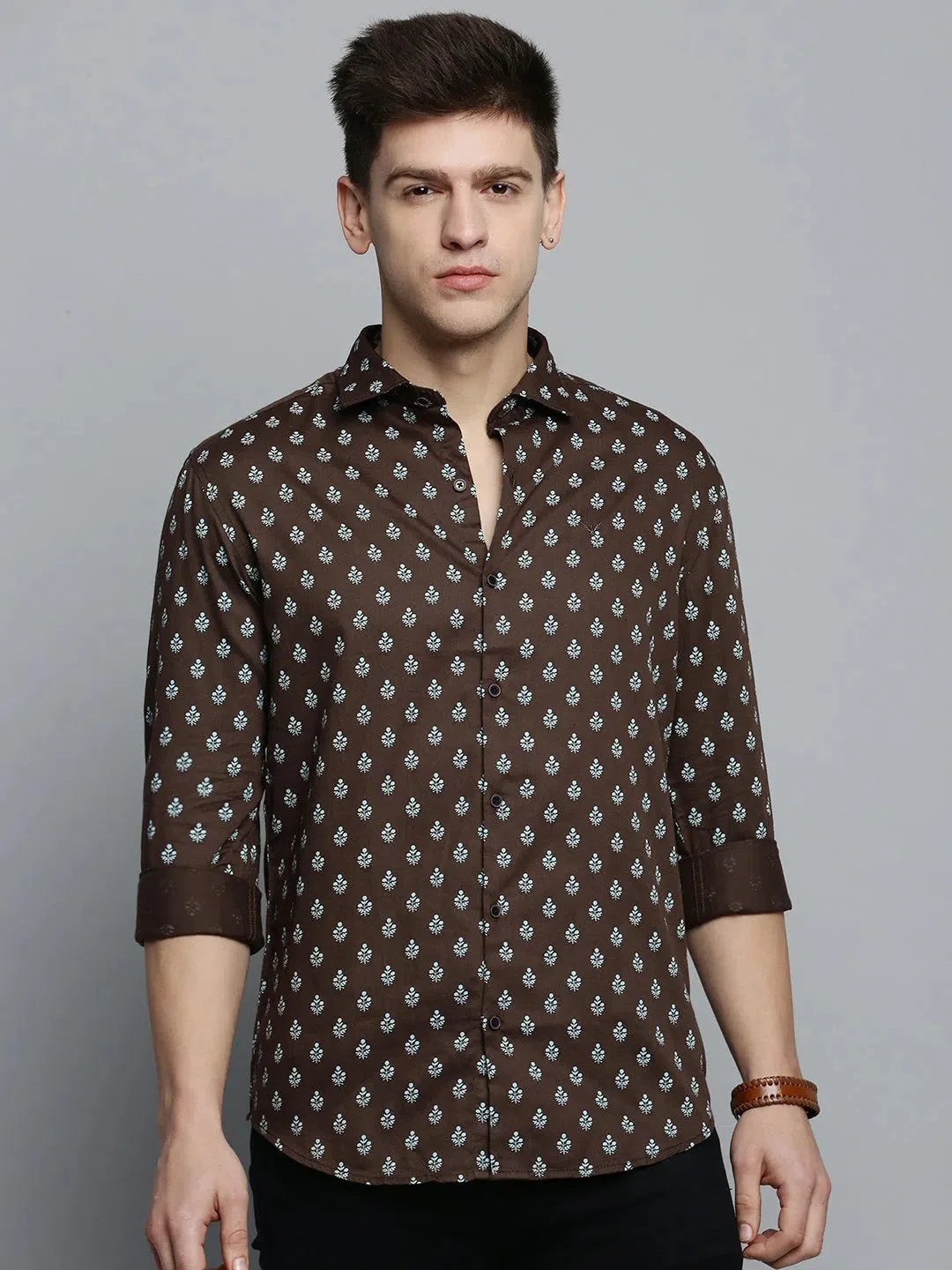 Men's Green Printed Cotton Shirt - Casual Mens Shirt DesiQlo