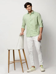 Men Green Striped Casual Casual Shirts-TAROSTRIPE-601-Green
