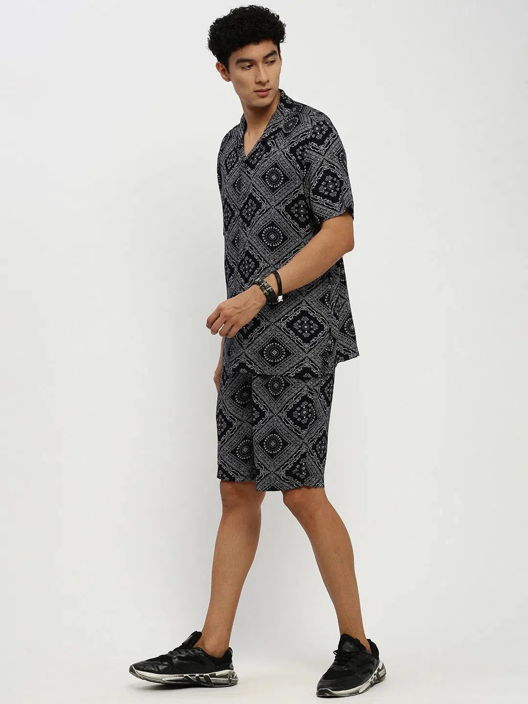 Men's Navy Printed Co ord Set | Stylish Mens Two Piece Sets