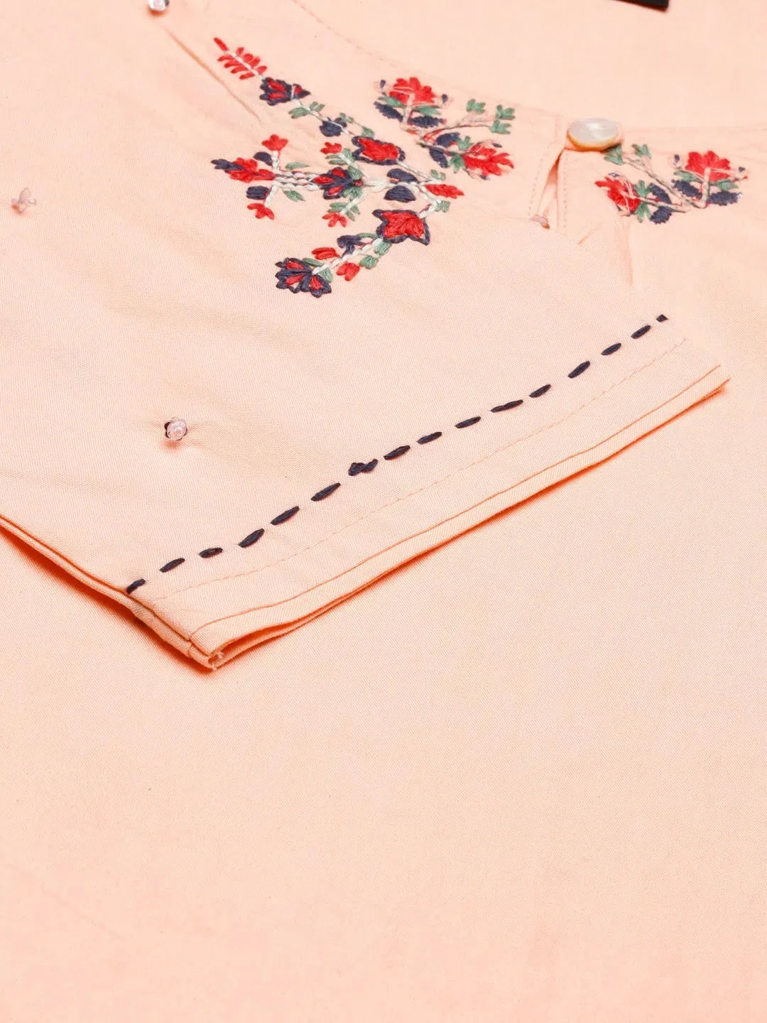 Pink Embroidered Indian Kurta | Cotton Kurtis for Women