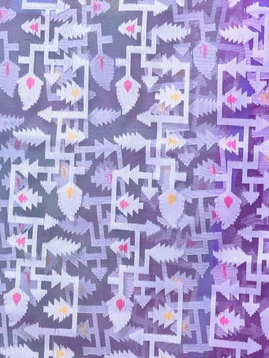 Violet Linen Muslin Saree | Indian Sari & Jamdani Design