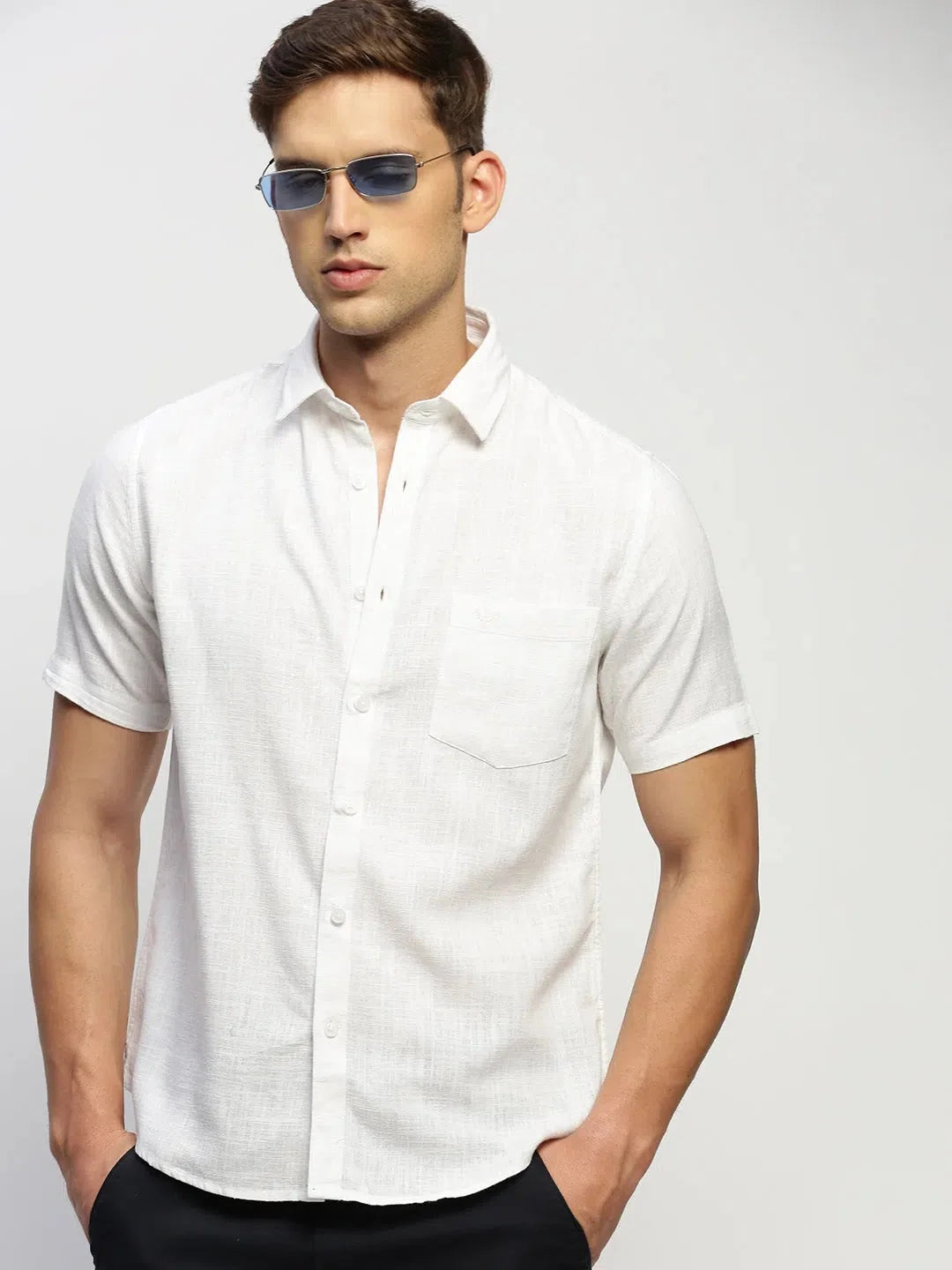 Men's White Solid Cotton Shirt - Essential Formal Shirts