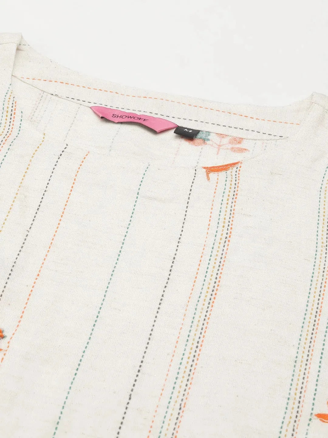 Women's White Striped Cotton Kurta Set with Dupatta