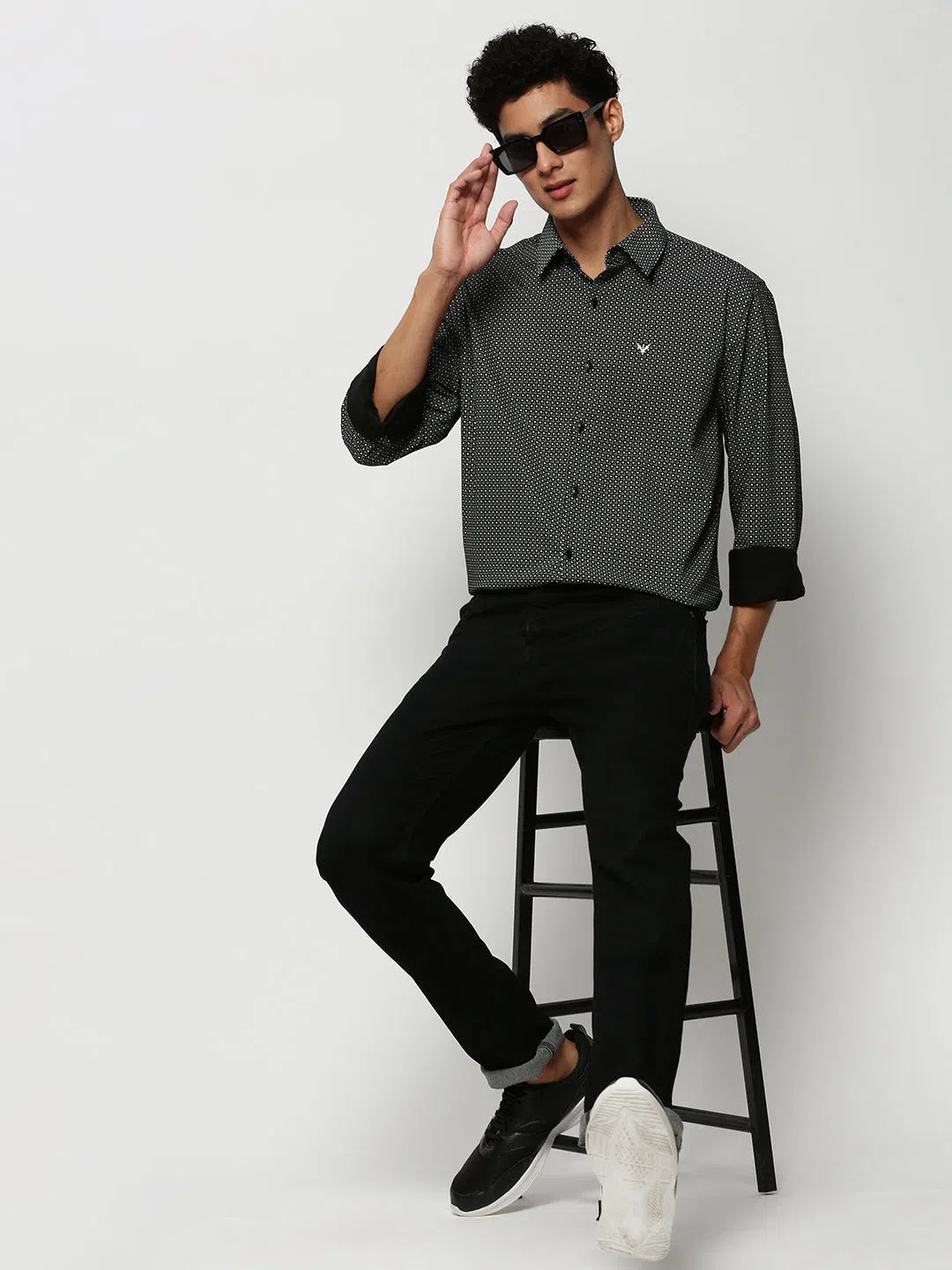 Black Printed Mens Shirt | Casual Cotton Shirt by DesiQlo