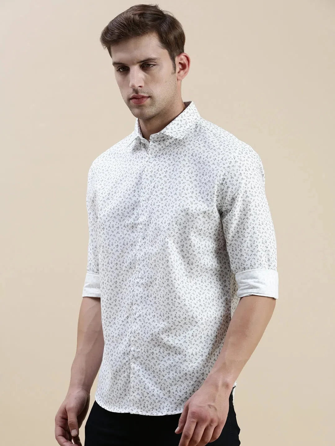 White Checked Mens Shirt | Casual Cotton Shirt - DesiQlo