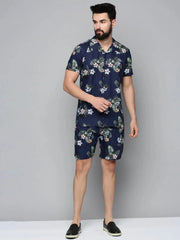 Men Navy Printed Co Ord Set-AM-66-15-Navyblue