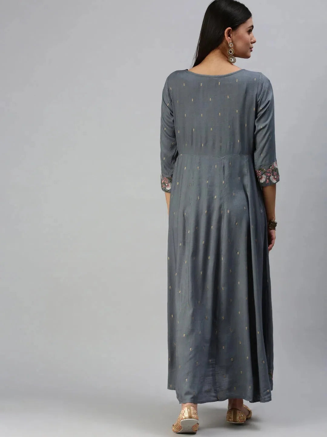 Blue Floral Anarkali Kurta for Women | Cotton Anarkali Kurti