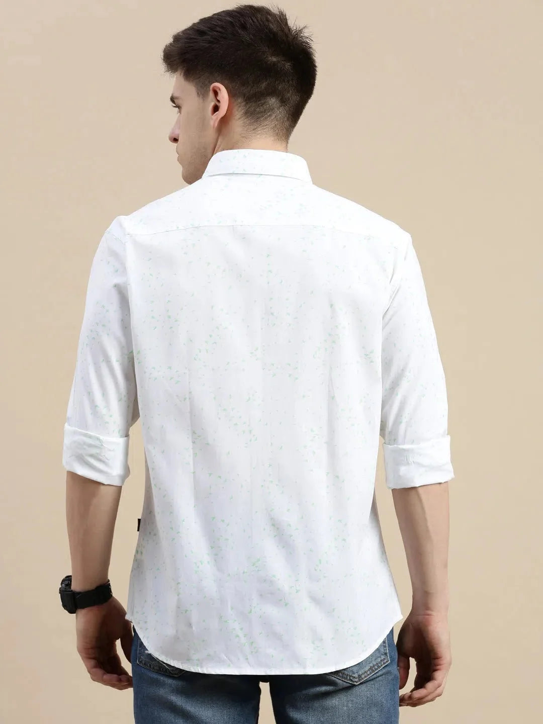 White Graphics Printed Shirt - DesiQlo Casual Mens Shirt