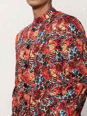 Men Coral Printed Casual Blazers-SOBLZ-083-3-Coral