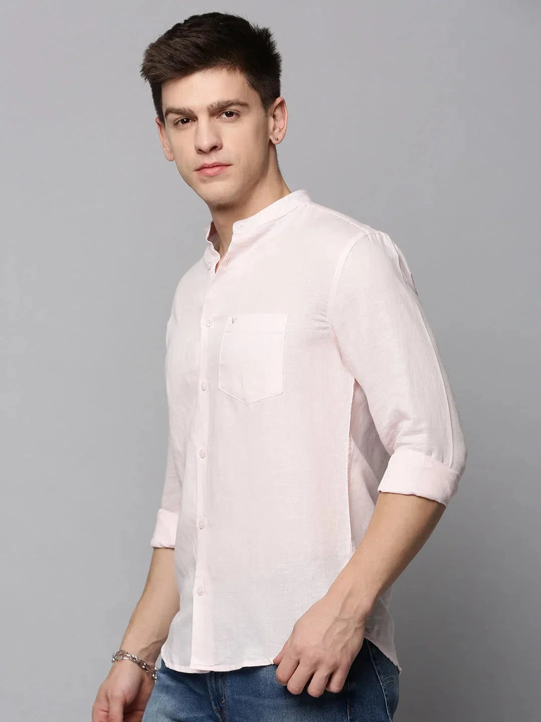 Pink Solid Cotton Mens Shirt - Casual Style | DesiQlo