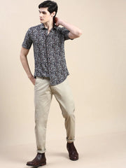 Men Black Printed Casual Shirt-GEORGE-1648-Black