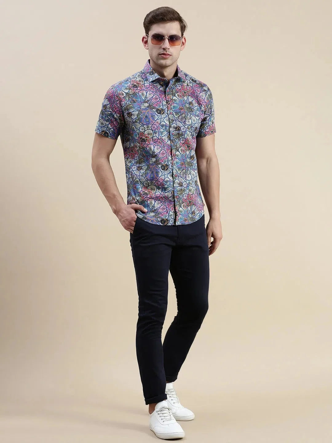 Multi Graphics Mens Shirt - Abstract Printed Linen Shirt |DesiQlo