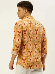 Men Yellow Printed Casual Shirt-REPLAYPRINTSLINEN-3454-Mustard