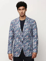 Men White Printed Casual Blazers-SOBLZ-082-19-White