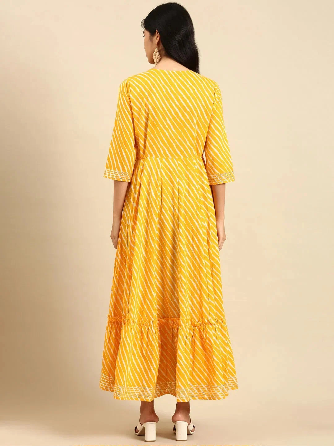 Yellow Printed Anarkali Kurta - Women's Cotton Anarkali Kurtis