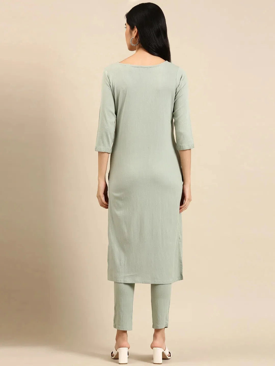 Sea Green Solid Kurta Set | Women's Designer Kurta Sets