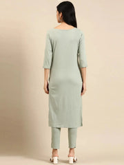 Women's Sea Green Solid Kurta SetKC-3325eagreen