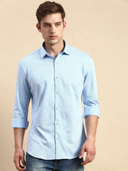 Men Blue Printed Casual Shirt-LUCASKNITS-4591-Blue
