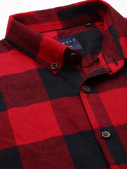 Men Red Checked Casual Shirt-COLLINSCHECKS-4047-Red