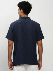 Men Navy Solid Casual Shirts-AGASTHYA-1590-Navyblue