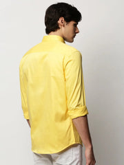 Men Yellow Solid Casual Casual Shirts-TAVANTAPLAIN-5512-Yellow