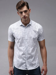 Men White Printed Casual Shirt-AMBARPRINT-1478-White