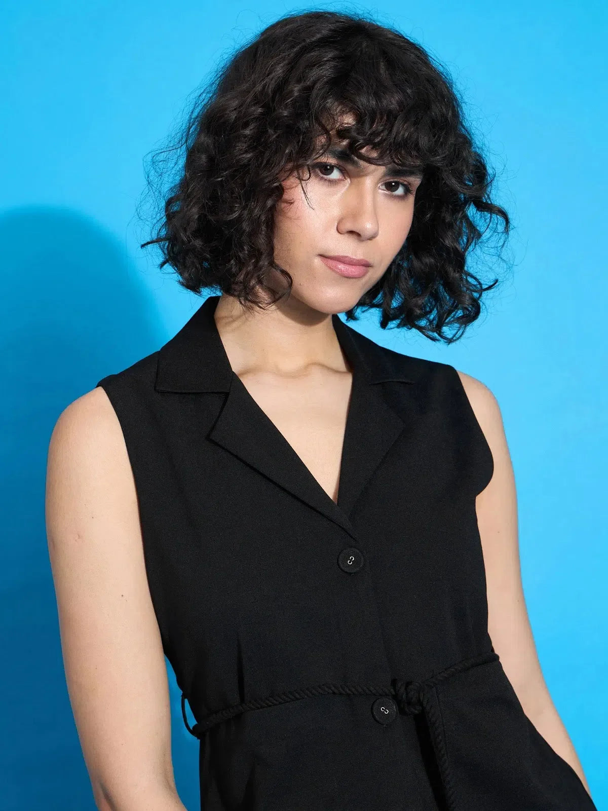 Black Sleeveless Tie-Up Blazer | Women's Western Wear