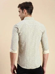 Men Beige Printed Casual Shirt-COREPRINT-5423-Beige