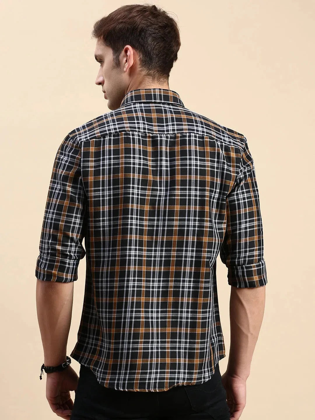 Stylish Navy Checked Mens Shirt - Cotton Casual Shirt | DesiQlo