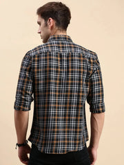 Men Navy Checked Casual Shirt-BLAZOCHECKS-4668-Navyblue