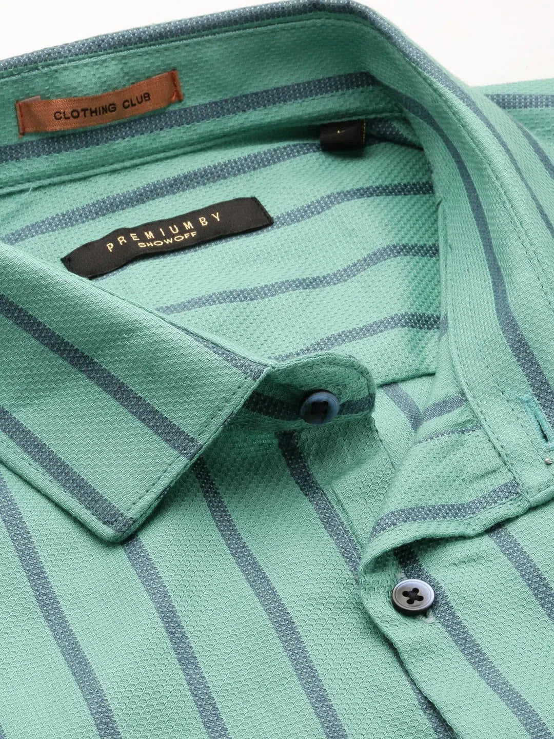 Men's Green Striped Cotton Shirt - Casual Stylish Mens Shirt